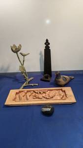 lot 1564 image: Oriental plaque bird egg and candle holders