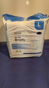 lot 1576 image: McKesson ultra brief size large size 45 to 58 package been open