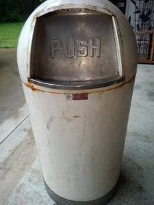 lot 2080 image: antique metal Lawson trash can good condition