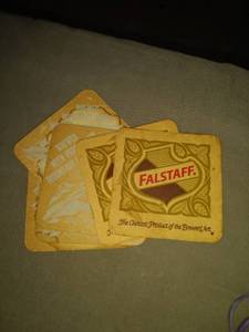 lot 2096 image: 6 fal staff and Coors coasters