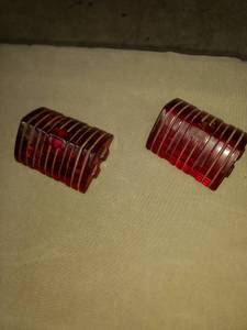 lot 2097 image: 1940s red glass tail light lenses matched pair