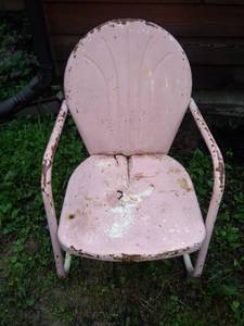 lot 2101 image: nice antique metal shellback chair sturdy