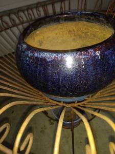 lot 2103 image: nice pottery glazed round flower pot with saucer medium light blue flower pot with saucer