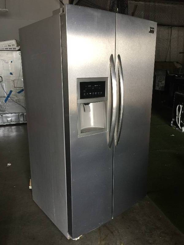 lot 100 image: Frigidaire 26.0 cu. ft. Side-by-Side Refrigerator - Stainless Steel
