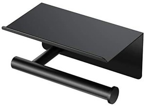 lot 55956 image: Gatco 1420MX Latitude II Toilet Paper Holder with Mobile Shelf, Matte Black Set of 3
