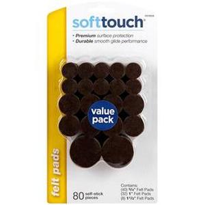lot 55958 image: 4761895N Brown Round Self-Stick Felt Pack Assorted Sizes, 80 Count