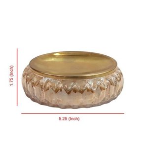 lot 55960 image: Nusteel GLA328C-3 Amber Glass With Gold Colored Steel Soap Dish