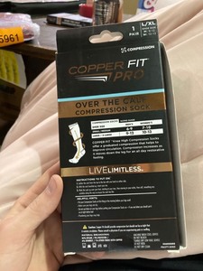 lot 55962 image: Copper Fit Pro Copper Infused Compression Energy Socks  Black L  Xl Unisex