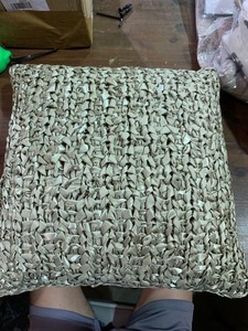 lot 66436 image: Beige Cross Knit Pillow. 20��x20��