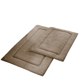 lot 66438 image: 2 Pack Non-Slip Soft Cotton Bath Rug Set in Taupe
