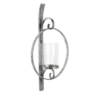 lot 66443 image: Kate and Laurel Doria Round Glass and Metal Wall Sconce - 12x22 - Silver
