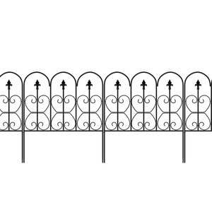 lot 66462 image: 5-Piece Outdoor Metal Fence Decorative Garden Panel (Set of 5). White