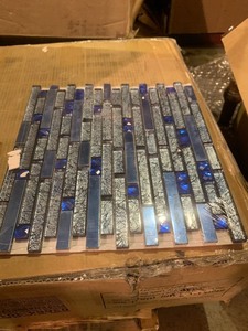 lot 66475 image: Glass and Stainless Steel Roman Mosaic Tiles 12��x12��. Set of 8