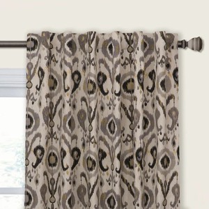 lot 66485 image: Tayyibe 100% Cotton Ikat Room Darkening Rod pocket Single Curtain Panel