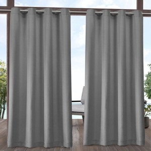 lot 66488 image: Exclusive Home Curtains IndoorOutdoor Solid Cabana Grommet Top Curtain Panels, 54x96, Medium Grey, Set of 2