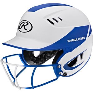 lot 66503 image: Rawlings Velo Senior 2-Tone Softball Batting Helmet w Faceguard