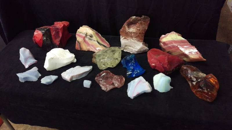 lot 41 image: Large Colored Glass Chunks