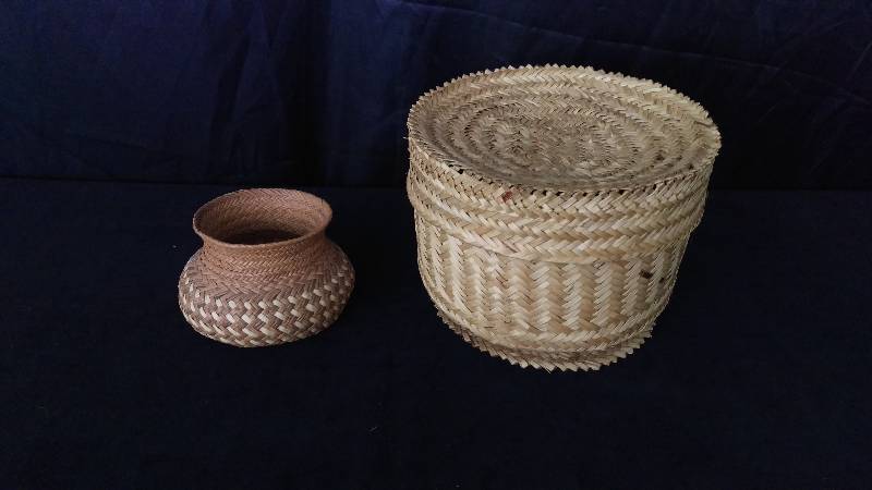 lot 139 image: Pair of Handmade Woven Straw Baskets