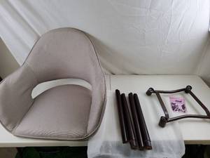 lot 1019 image: Beige Upholstered Dining Chair Fabric Cover Metal (Set of 2) -- MSRP $289.99