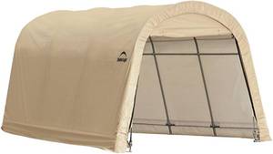 lot 1002 image: ShelterLogic 10 ft. W x 15 ft. D x 8 ft. Garage without Floor in Tan wStabilizers -- MSRP $254.40