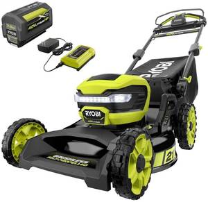 lot 1008 image: RYOBI 40V HP Brushless 21 in. Cordless Battery Walk Behind Self-Propelled Lawn Mower w7.5 Ah Batteries and Charger - MSRP $499