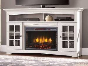 lot 1009 image: Muskoka  Huntley 59 in. Media Electric Fireplace in White -- Cabinet ONLYNO Firebox -- MSRP $499