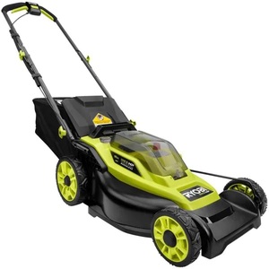 lot 1025 image: RYOBI ONE HP 18V Brushless 16 in. Cordless Battery Walk Behind Push Lawn Mower -- MSRP $269