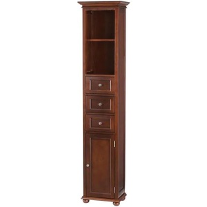 lot 1033 image: Home Decorators Collection Hampton Harbor 15 in. W x 10 in. D x 67-12 in. H Linen Cabinet in Sequoia -- MSRP $219