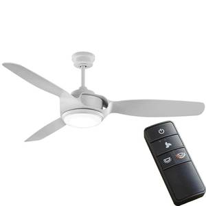 lot 1038 image: Home Decorators Collection Sedgewood 60 in. White Color Changing Integrated LED Matte White Ceiling Fan with Light Kit and Remote Control -- MSRP $229