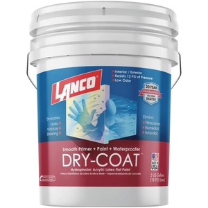 lot 1058 image: Lanco 5 Gal. Dry-Coat White Pastel Flat Acrylic-Latex Interior and Exterior Smooth Masonry Waterproofing Paint -- MSRP $119