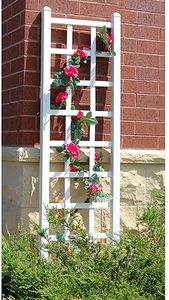 lot 1106 image: Dura-Trel 75 in. x 22 in. White Vinyl PVC Elmwood Trellis -- MSRP $46.85
