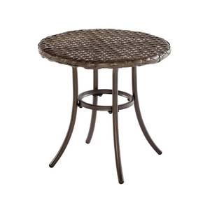 lot 1105 image: StyleWell 18 in. Mix and Match Brown Round Metal Outdoor Patio Accent Table -- MSRP $49