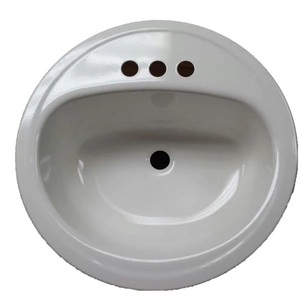 lot 1109 image: Bootz Industries Laurel Round Drop-In Bathroom Sink in White -- MSRP $49.99