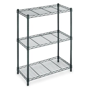 lot 1120 image: HDX Black 3-Tier Metal Wire Shelving Unit (24 in. W x 30 in. H x 14 in. D) -- MSRP $26.99