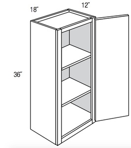 lot 1068 image: JSI Cabinetry W1836 - Dover White - Wall Cabinet - Single Door -- MSRP $176.04