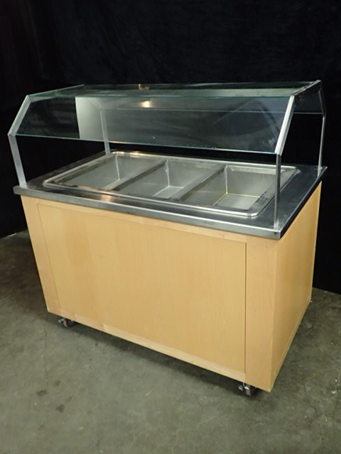 lot 3520 image: 3 Bay Steam Well with Sneeze Guard on Casters