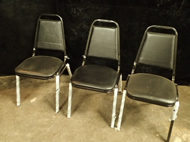 lot 3556 image: (3) Steel Framed Padded Chairs