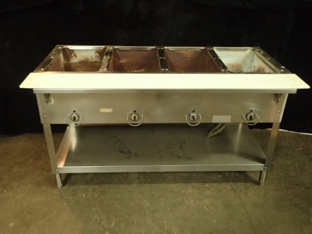 lot 3629 image: 60in 4 Well Steam Table with Cutting Board