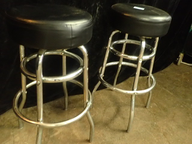 lot 3728 image: (2) Padded Swivel Bar Stools