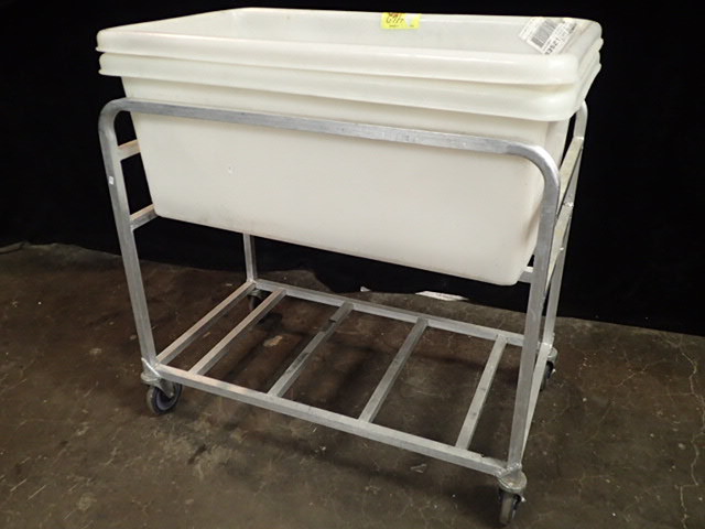lot 3825 image: (2) Large Plastic Containers and (1) Aluminum Cart on Casters