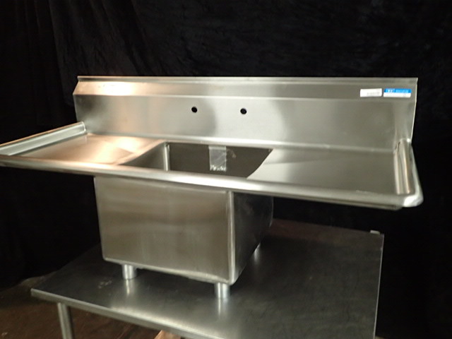 lot 3863 image: BK Resources Single Bay Sink with Drain Boards