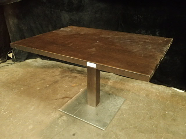 lot 3866 image: Andreu World Solid Wood Table with Wood and Stainless Steel Base