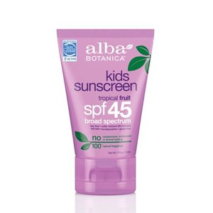 lot 17153 image: Alba Botanica Tropical Fruit Kids SPF 45 Sunscreen, 4 oz.