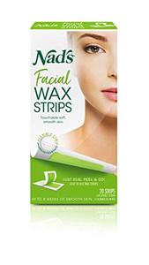 lot 17171 image: Nads Facial Wax Strips - Hypoallergenic All Skin Types - Facial Hair Removal For Women - At Home Waxing Kit with 20 Face Wax Strips  4 Calming Oil Wipes