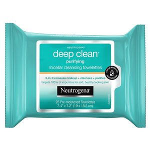 lot 87654 image: Neutrogena Deep Clean Micellar Cleansing Makeup Remover Wipes, 25 Count