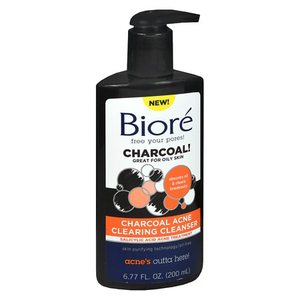 lot 87727 image: Biore Charcoal Acne Clearing Facial Cleanser with 1% Salicylic Acid and Natural Charcoal, Helps Prevent Breakouts and Absorb Oil for Deep Pore Cleansing