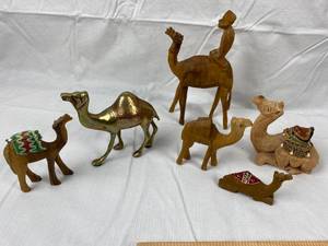 lot 9761 image: Lot of 6 Camel Figurines Lots of Style and Materials - What a collection