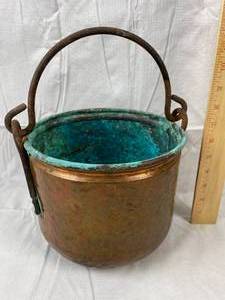 lot 9765 image: Copper Hanging Bucket - 7 tall - Dutch Copperware - made in Ireland
