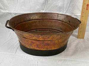 lot 9767 image: Copper Wash Tub 16 x 1.5 x 6 Turkart - Made in Turkey