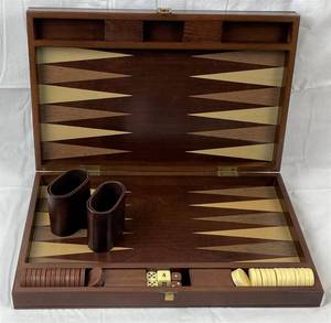 lot 9783 image: Classy Wood Backgammon Set by the Bombay Company